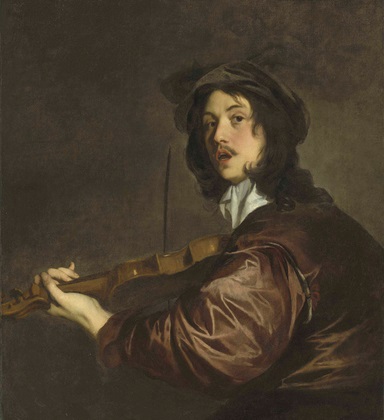A Man Playing a Violin ca 1648-50 attributed to Sir Peter Lely (1618-1680)  ***Portrait for Sale***  ***Contact Gallery***   Christie